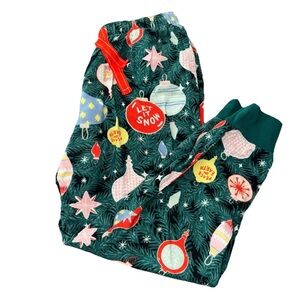 Old Navy Small Holiday Green Pine Ornament Pajama Lounge Sleepwear Bottoms Pants